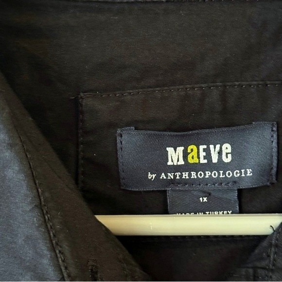 Anthropologie Maeve The Soren Long-Sleeve Shirt Dress,Black,1X - Picture 3 of 11